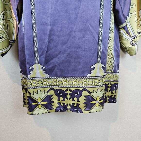 Mara Hoffman Y2K Silk Dress Shift Kimono Mini Short Art Deco Designer Womens M - Picture 4 of 16